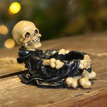 1 Miếng Phong cách Gô-tích Ánh sáng Giá đỡ Rùng rợn Hình đầu lâu Chân nến - Đen và trắng - Xem 3