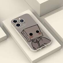 1pc Boy's Creative Fun Pattern Design Full Coverage Phone Case In Square Shape Box, With Precise Cutouts And Anti-Drop Functionality, Compatible With IPhone, Compatible With Samsung, Compatible With Xiaomi, Compatible With Redmi, Compatible With Oppo, Compatible With Vivo, With Shockproof & Drop Resistant Tpu Protective Cover - White - View 3