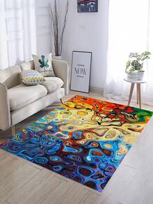 1入組法蘭絨客廳地墊/浴室地毯,美式星空和條紋圖案門墊防滑墊 - 彩色 - 查看 8