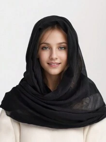 Wine Red Multipurpose Solid Color Soft & Breathable Scarf, Headband, Wrap - Burgundy - View 2