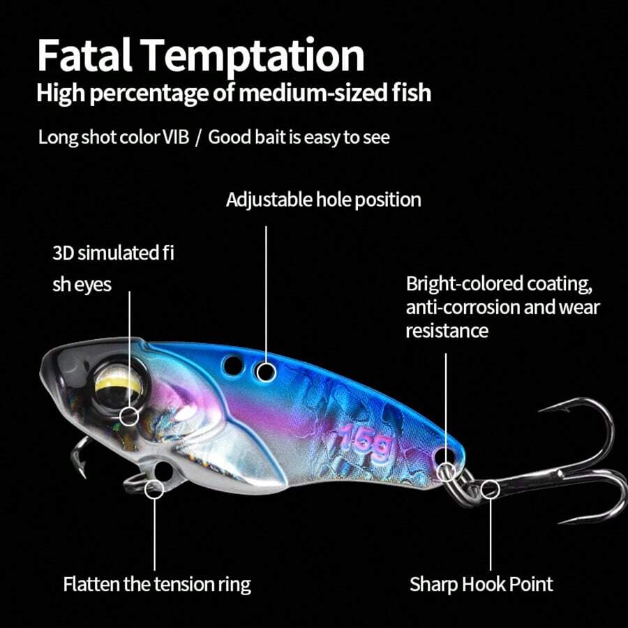 1隻長投型振動魚餌,薄背高頻振動,栩栩如生的游泳動作使魚類產生攻擊性 - 黑頭藍身 - 查看 1