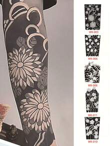 Juicy Herbal 临时纹身，渐变色，无眩光，不反光，Ins 风格，男女通用，黑色手臂花朵图案，防水 - 彩色 - 查看 2