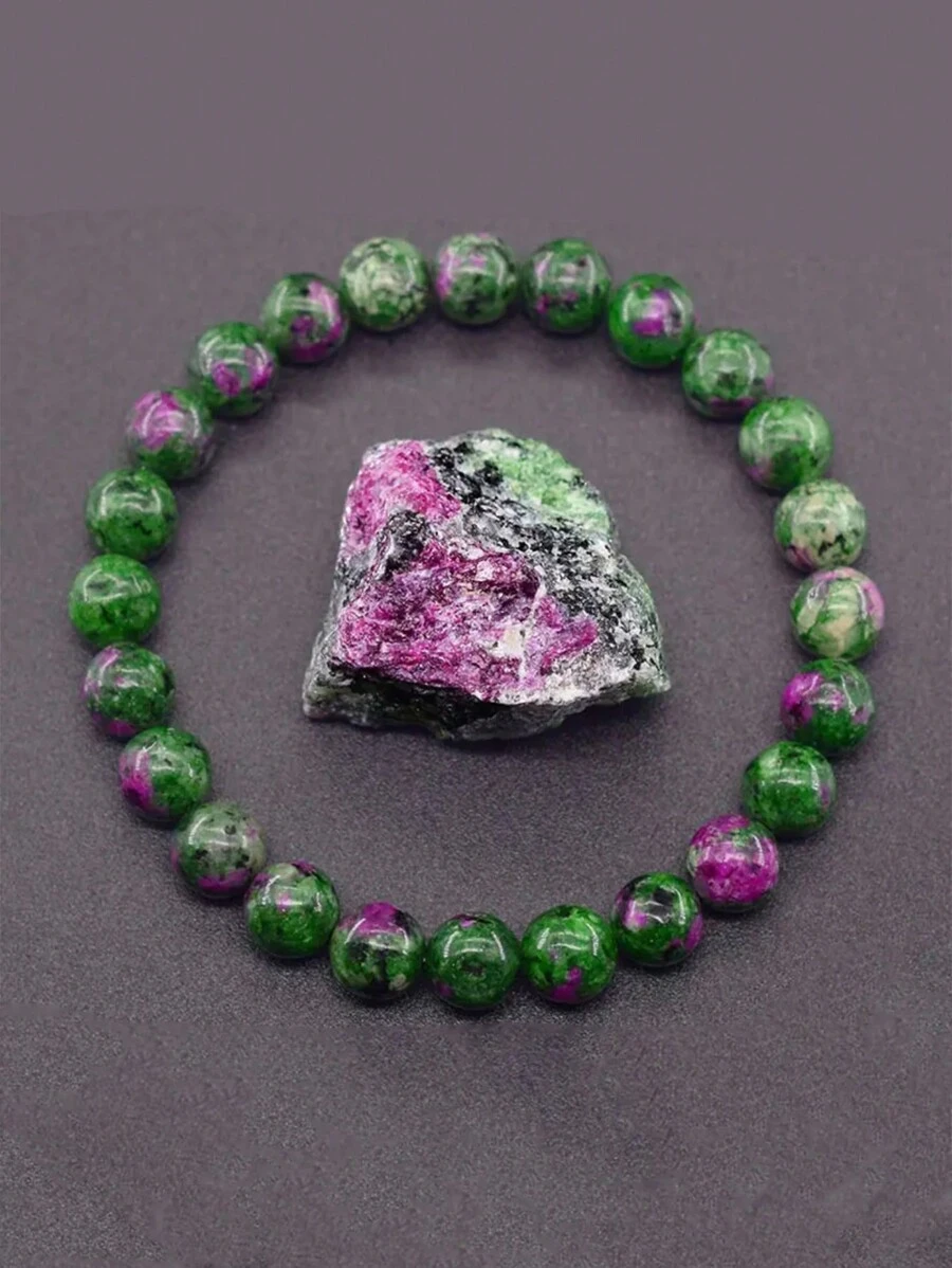 1入組/天然石英綠帶輝石彈性手鍊瑜伽冥想珠寶,減輕焦慮和壓力珠寶禮物,適用於女性男性 - 串珠手鍊 - 查看 1