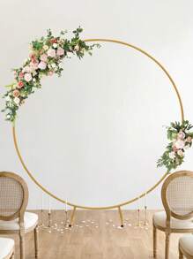 1set 150cm/200cm/220cm Metal Circular Balloon Arch Frame, Birthday, Wedding, Anniversary Decoration, Party Background Decoration, Balloon Arch Accessories, Simulated Flower Decoration Bracket,Christmas - Gold - View 9