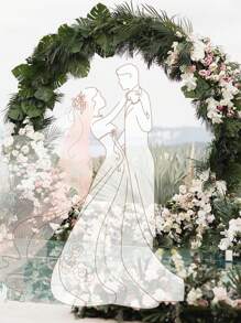 1set 150cm/200cm/220cm Metal Circular Balloon Arch Frame, Birthday, Wedding, Anniversary Decoration, Party Background Decoration, Balloon Arch Accessories, Simulated Flower Decoration Bracket,Christmas - Gold - View 7