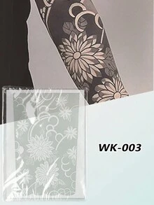 Juicy Herbal 临时纹身，渐变色，无眩光，不反光，Ins 风格，男女通用，黑色手臂花朵图案，防水 - 彩色 - 查看 6