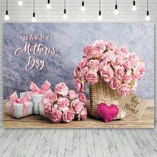 1入組母親節主題裝飾背景布 210*150/150*100/100*75cm,適用於母親節派對裝飾和攝影棚道具,粉紅色花朵&心形&禮物圖案 - 彩色 - 查看 7