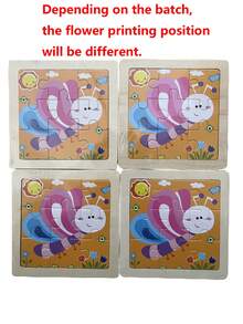 1 件木制动物形状拼图玩具，适合儿童早期教育，带有卡通飞机图案（印刷可能有所不同）玩具拼图，拼图，木制玩具 - 粉色 - 查看 2