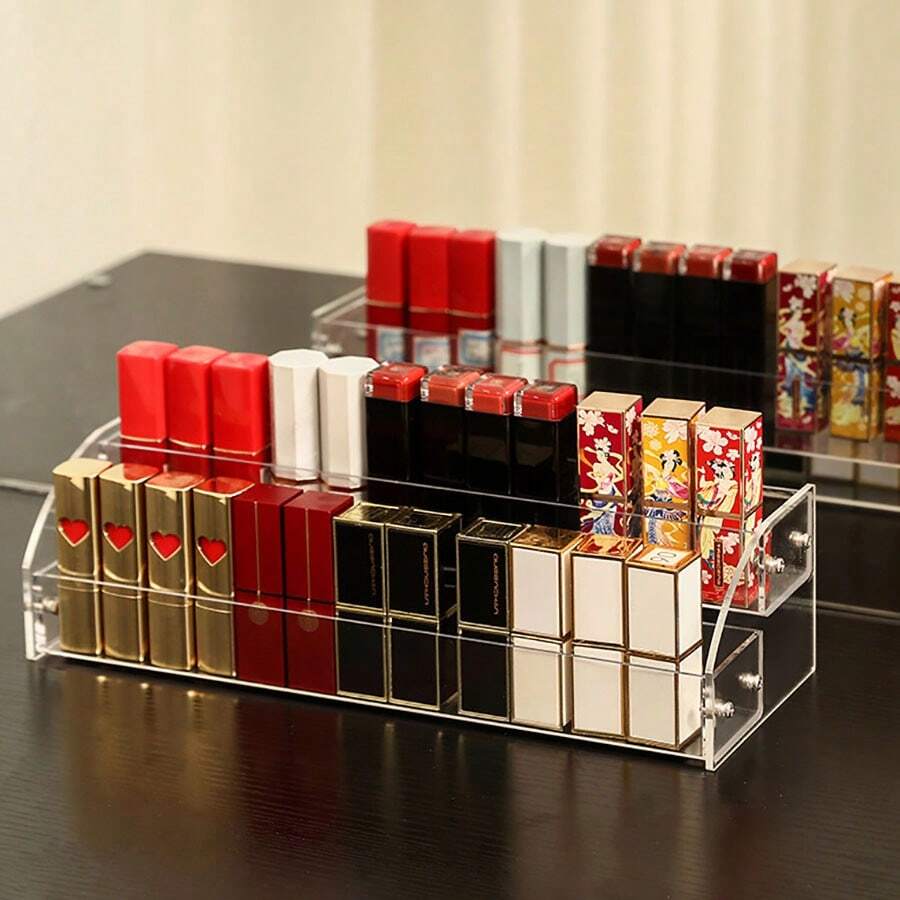 Nail Polish Lipstick Organizer, 2 Tiers Transparent Organizer Storage