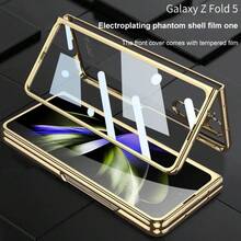 Ultra-Thin Electroplated Transparent Phone Case Compatible With Samsung Galaxy Z Fold 5 With Tempered Film All-Inclusive Seismic Anti-Drop Clear Shell For Fold 5 Cases - Green - View 2