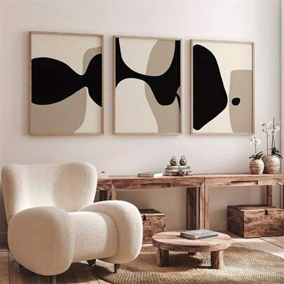 3pcs/Set Frameless Canvas Poster, Modern Art, Minimalist Abstract Art Painting, Geometric Canvas Poster, Ideal Gift For Bedroom, Living Room, Corridor, Wall Art, Wall Decoration, Winter Decoration, Room Decoration Gifts Birthday Graduation