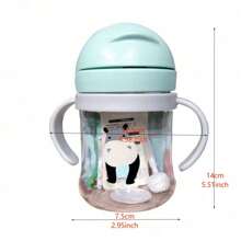 1 Peça Garrafa de Água Infantil, Copo de Água Fofo com Canudo, Marcação de Medida, Bola de Gravidade, Capacidade de 250ml