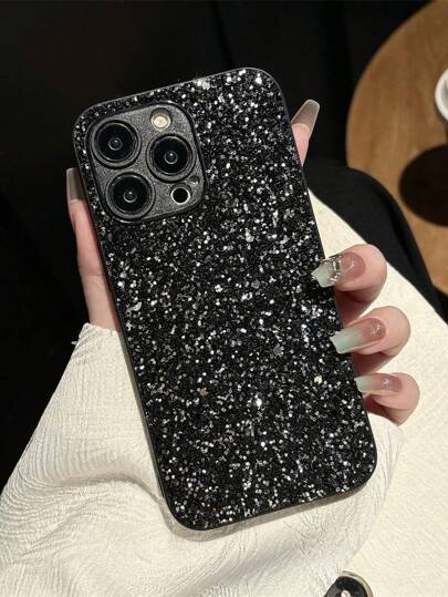 1pc Luxury Glitter Bling Full Coverage Flash Drill Glitter Soft Phone Case, Compatible With Apple 16 15 14 13 12 11 Pro Max Plus XR XS Max X/XS 7 8 Plus Case Luxury Brand