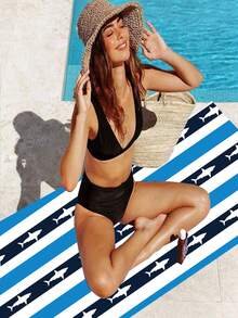 1入線條和鯊魚印花超細纖維沙灘浴巾,多尺寸沙灘毯防曬巾,輕便,適用於游泳,露營,運動,沙灘或健身房,防沙,快乾,柔軟吸水,游泳毛巾,跑步巾,適用於運動,瑜伽,游泳,徒步旅行,洗澡,旅行,泳池 - 彩色 - 查看 4