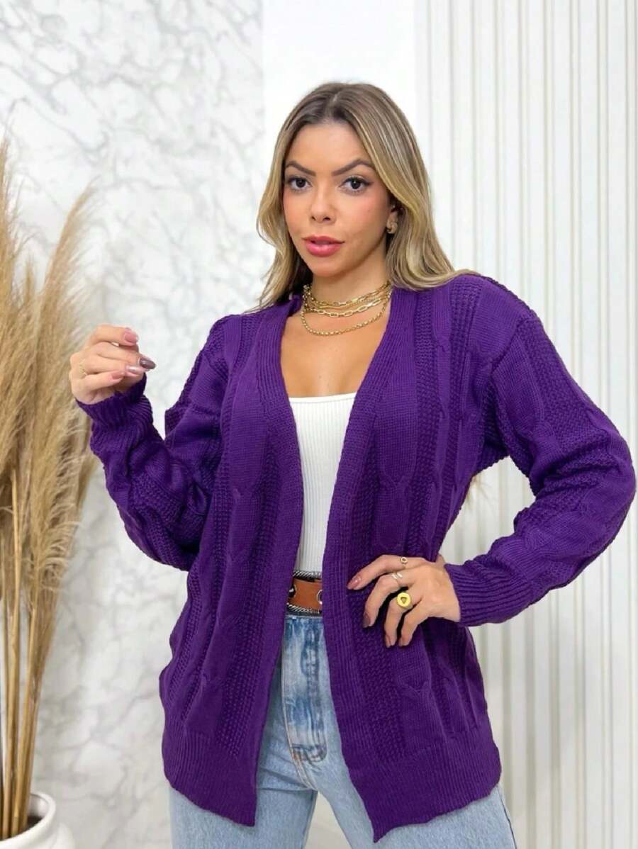 Women Cardigans - 紫色 - 查看 1