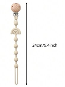 2 chiếc kẹp núm vú giả bằng silicon cho bé, đồ chơi gặm nướu cho bé, giá đỡ núm vú giả cho trẻ sơ sinh, phụ kiện cho bé - màu be xanh - Xem 2