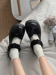 法國製造的新款防滑高跟厚底懶人鞋,時尚平底鞋 - 黑色 - 查看 4