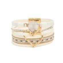 Pulsera envolvente estilo bohemio con dije en forma de corazón y cierre magnético, apta para uso diario - sin material de mosaico - regalo perfecto para Pascua, San Valentín, mamá, madre, Día de la Madre