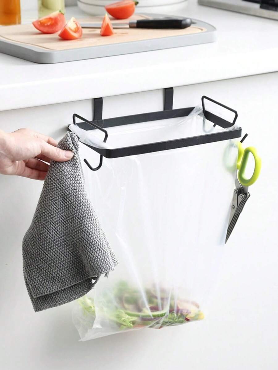 Cabinet Trash Rack, Hanging Iron Kitchen Garbage Bag Holder, Plastic ...