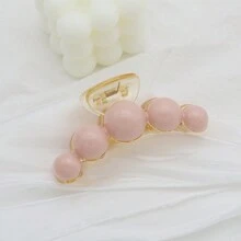 1 pieza Pinza de pelo de color albaricoque elegante y de moda con una gran perla falsa, estilo pinza de pelo, adecuado para uso diario, citas y vacaciones