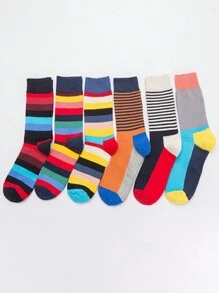 2 đôi ( Màu sắc tùy ý ) Nam & Của phụ nữ Sọc đầy Màu sắc Thiết kế Vui vẻ Vớ , Mùa thu Và Mùa Đông - Nhiều màu - Xem 8