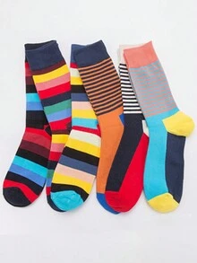 2 đôi ( Màu sắc tùy ý ) Nam & Của phụ nữ Sọc đầy Màu sắc Thiết kế Vui vẻ Vớ , Mùa thu Và Mùa Đông - Nhiều màu - Xem 10