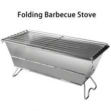 Foldable Stainless Steel Bbq Grill Set For Outdoor Camping And Home Gathering - Silver - View 2
