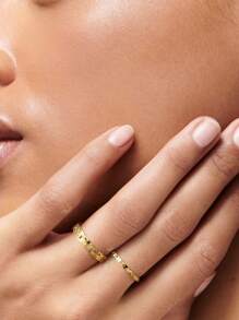 1Pc Sparkling Unique Cutting Design 925 Silver Couple Rings Plating 18K Gold Women Rings For Wedding And Daily Wear