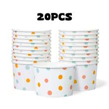 20pcs Cute Ice Cream Baking Cups, Summer Dessert Paper Cups, Suitable For Hot And Cold Food, Party Supplies Cups, For Sundae, Frozen Yogurt, Soup, Mini Cupcake Baking