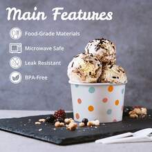 20pcs Cute Ice Cream Baking Cups, Summer Dessert Paper Cups, Suitable For Hot And Cold Food, Party Supplies Cups, For Sundae, Frozen Yogurt, Soup, Mini Cupcake Baking