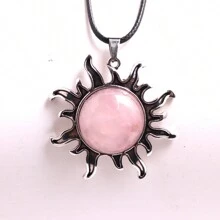1 Pièce Collier Pendentif En Cristal Naturel En Forme De Soleil Pour Femmes Et Hommes, Pierre D'anniversaire Avec Cordon, Cadeau Spirituel Pour Noël Et Anniversaire, Carte Incluse