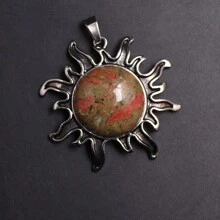1 Pièce Collier Pendentif En Cristal Naturel En Forme De Soleil Pour Femmes Et Hommes, Pierre D'anniversaire Avec Cordon, Cadeau Spirituel Pour Noël Et Anniversaire, Carte Incluse