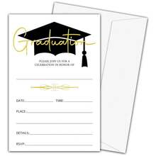 20Set/40Pcs Graduation Party Supplies Graduation Party Invitations With Envelopes 2024, Grad Congrats Announcements - White - View 1