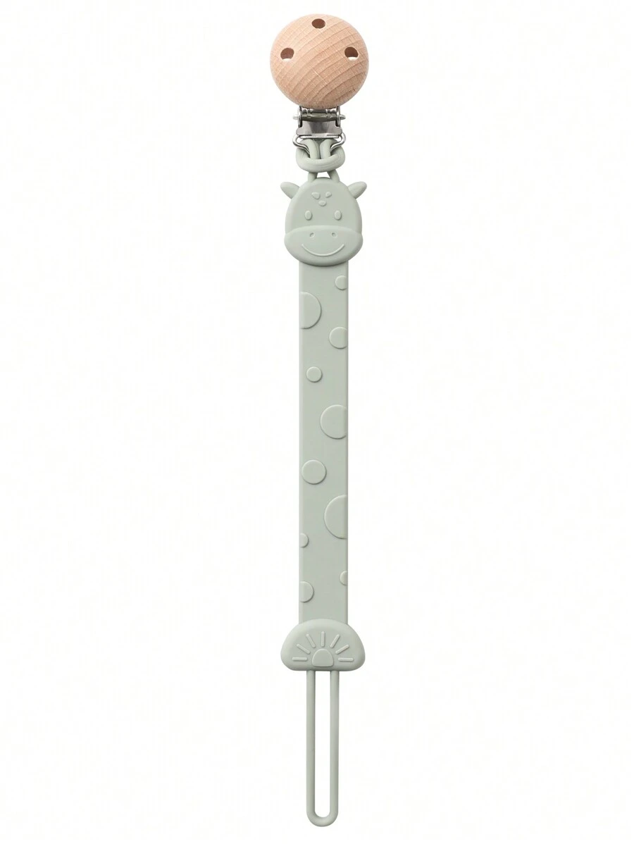 1pc Silicone Pacifier Clip, Giraffe Shaped Pacifier Chain, Baby Teething, Suitable For Children And Infants, Also A Gift For Newborns - Sage Giraffe - View 1