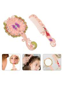 1pc Vintage Mirror Comb Set, Handheld Vanity Mirror, Cosmetic Handle Mirror With Comb, Portable Makeup Mirror, Ideal Mirror Comb Set For Gift,Makeup,Cheap,Room Decor,Vanity,Travel,Bedroom,Makeup Accessories,Mirror,Vanity Mirror - Multicolor - View 6
