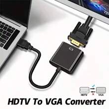 Hdtv To Vga Video Converter, Dp To Vga Adapter Cable, Male To Female Converter For Pc, Notebook, Hdtv, Projector, Display Port - Black - View 3