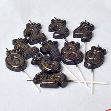 1根6cm大型漸變金點皇冠和數字蠟燭,採用凹凸字體設計,適用於生日、紀念日和婚禮派對裝飾 - 黑色 - 查看 3