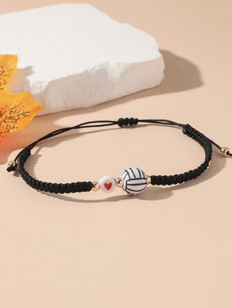 1 Pieza Brazalete Deportivo De Estilo Sencillo Para Miembros Del Equipo De Fútbol Y Voleibol, Pulsera Trenzada Ajustable
