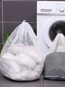 1 Túi Giặt Di Động Đa Năng Có Dây Rút Để Bảo Quản Và Bảo Vệ Quần Áo, Thích Hợp Cho Nhiều Kích Cỡ Quần Áo - trắng - Xem 1