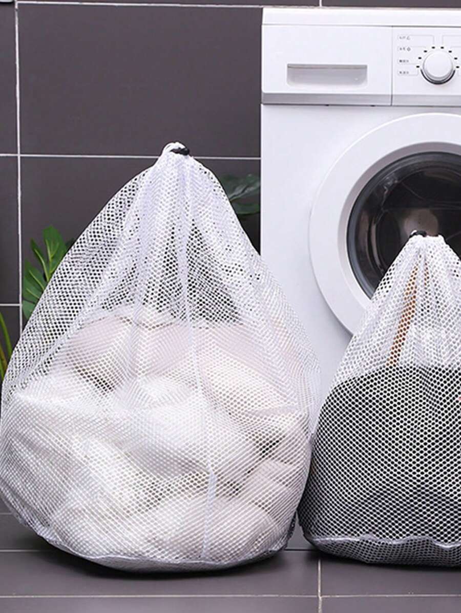 1 Túi Giặt Di Động Đa Năng Có Dây Rút Để Bảo Quản Và Bảo Vệ Quần Áo, Thích Hợp Cho Nhiều Kích Cỡ Quần Áo - trắng - Xem 1