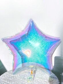 3/6pcs 19-Inch Transparent Rainbow Aluminum Film Balloons, Laser Star-Shaped, Heart-Shaped, Round Foil Balloons, Ideal For Birthday Party, Wedding, Engagement Decoration - Multicolor - View 7