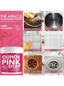 1pc Mild Multi-Purpose Household Cleaning Paste For Kitchen Grease Removal, Pink Bucket Pack (100g),Kitchen,Bathroom,Home,Household Suppliers - Pink - View 6