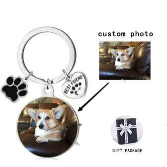 Customizable Photo Stainless Steel Keychain Dog Tag Diy Key Pendant Memorial Gift Dog Silver Stylish,Fall Fashion,Colorful,Unisex,Casual,Cuties Custom,Personalized,Unique Ideal Gifts For Him Her,Boyfriend,Girlfriend,Dad,Mom,Family,Friends,Pets,Son,Daughter,Grandparents For Anniversaries,For Valentine's Day,For Mother's Day,For Birthdays,For Father's Day,For Graduation,For Weddings,For Prom Valentines