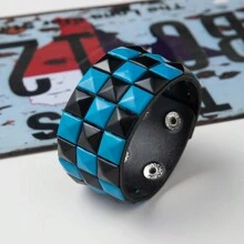 1 chiếc Vòng tay nam PU ba lớp được sơn phun và đính đinh tán theo phong cách Punk & Casual cá nhân hóa, Vòng đeo tay Unisex sành điệu, Vòng tay cặp đôi đơn giản & thời trang, Vòng tay học sinh phong cách Rock & Roll - Nhiều màu - Xem 19