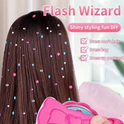 1 pieza Juego de accesorios para el cabello con diamantes para niñas, juguete de vestir, accesorio de joyería para el cabello con diamantes y herramientas de peinado, serie brillante, regalo de cumpleaños, Halloween, Navidad, Acción de Gracias para niñas (algunos accesorios de color aleatorio)