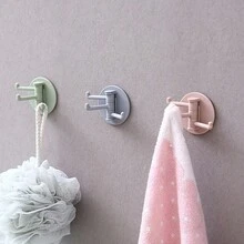 4 Móc treo đồ 3 nhánh không gây hư hại, có thể xoay, móc đa năng cho phòng tắm và nhà bếp - móc dính - Xem 3
