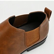 Men's Slip-On Elastic Formal Shoes, Simple And Fashionable - Brown - View 7