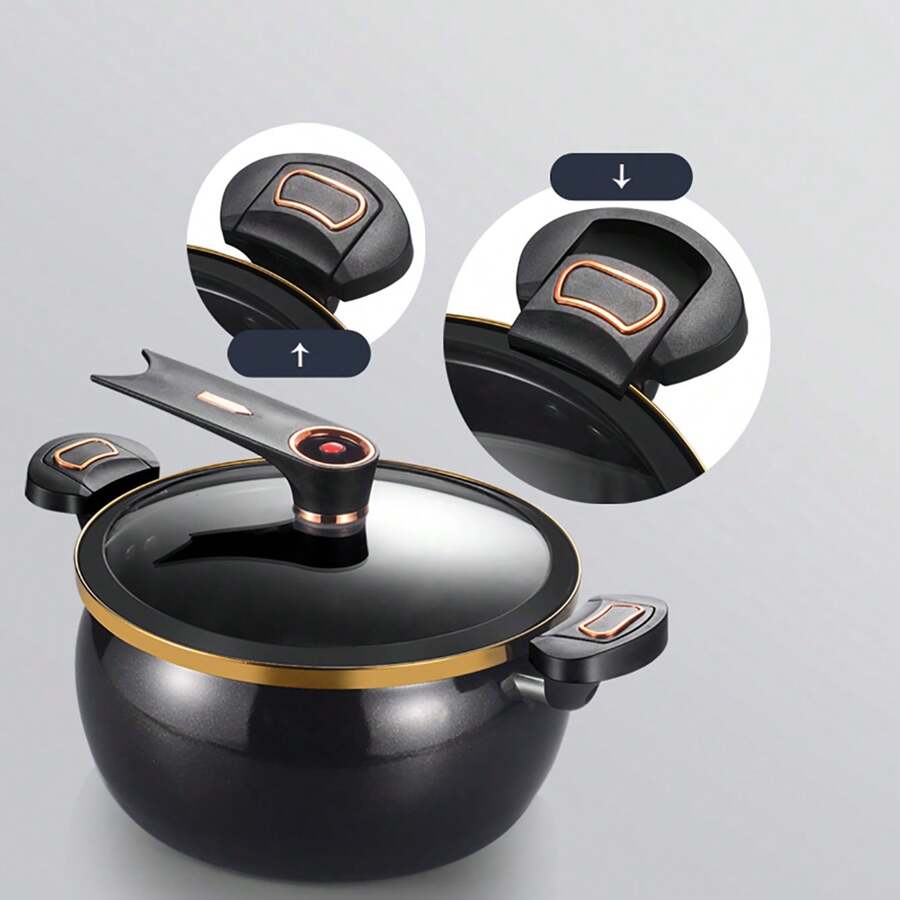 Tao Jing Plump Micro-Pressure Cooker, Household Multifunctional Large Capacity Stew Pot, 28CM Non-Stick Cooking Pot, Suitable For Gas And Induction Cooker - Black - View 1