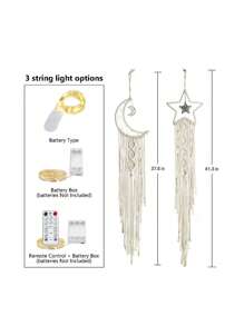 1 Pièce Attrape-rêve À Étoile Et Lune De Lumière De Chaîne Led À Télécommande 8 Fonctions , Cadeau De Collier , Décoration De Maison Bohème Crochetée , Décoration De Chambre Suspendue Murale En Tricot De Dentelle Artisanale Pour Chambre D'amis , Cadeau Pour Femme , Cadeau Pour Mère , Décoration De Crèche , Décoration De Maison , Décoration Murale , Décoration De Chambre