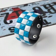 1 chiếc Vòng tay nam PU ba lớp được sơn phun và đính đinh tán theo phong cách Punk & Casual cá nhân hóa, Vòng đeo tay Unisex sành điệu, Vòng tay cặp đôi đơn giản & thời trang, Vòng tay học sinh phong cách Rock & Roll - Nhiều màu - Xem 14